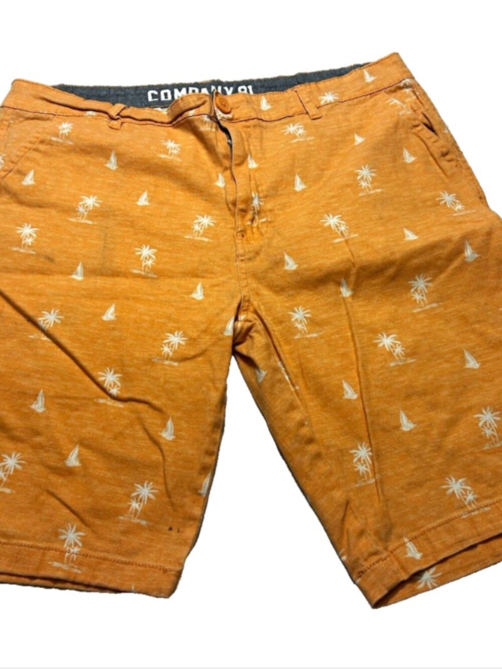 Company 81 Men's Orange Tropical Chino Shorts Cotton Slash Pockets 38 Waist